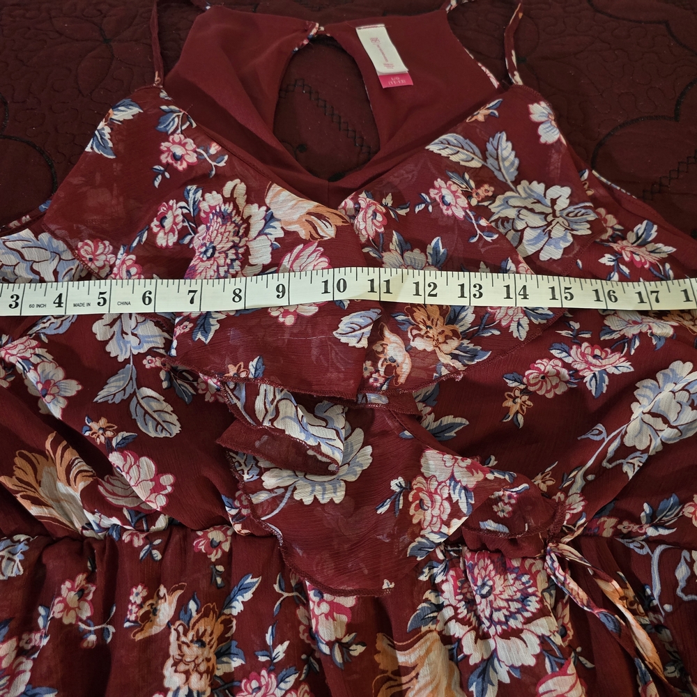 No Boundaries Burgundy Floral Ruffle Dress - Picture 6 of 9